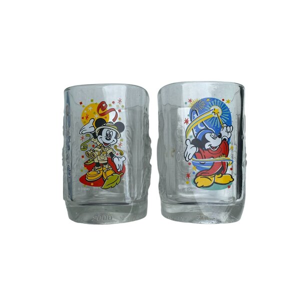 Set Of 2 Limited Edition Disney McDonalds Millennium 2000 Mickey Mouse Glasses - Picture 1 of 3